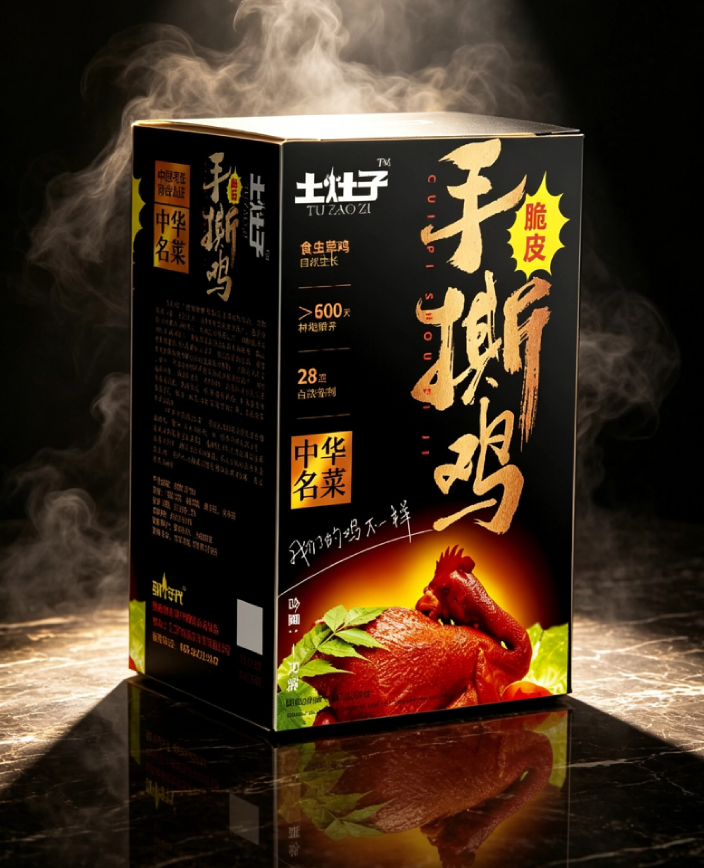 土灶子手撕鸡-鸡皮食材特写
