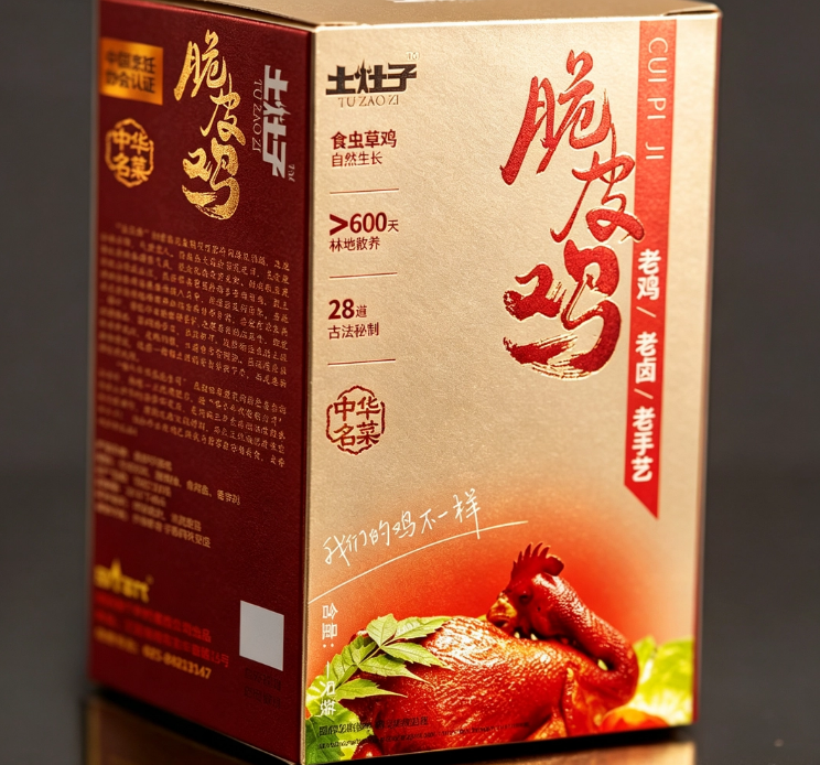 脆皮鸡包装正面细节