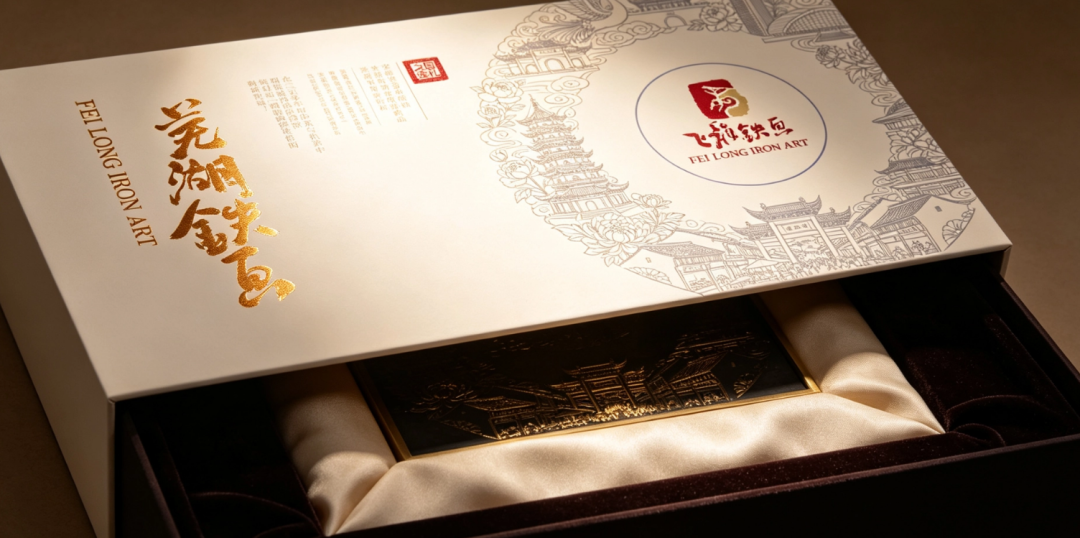 The moment of unboxing, the black silk lining cradling the original iron painting
